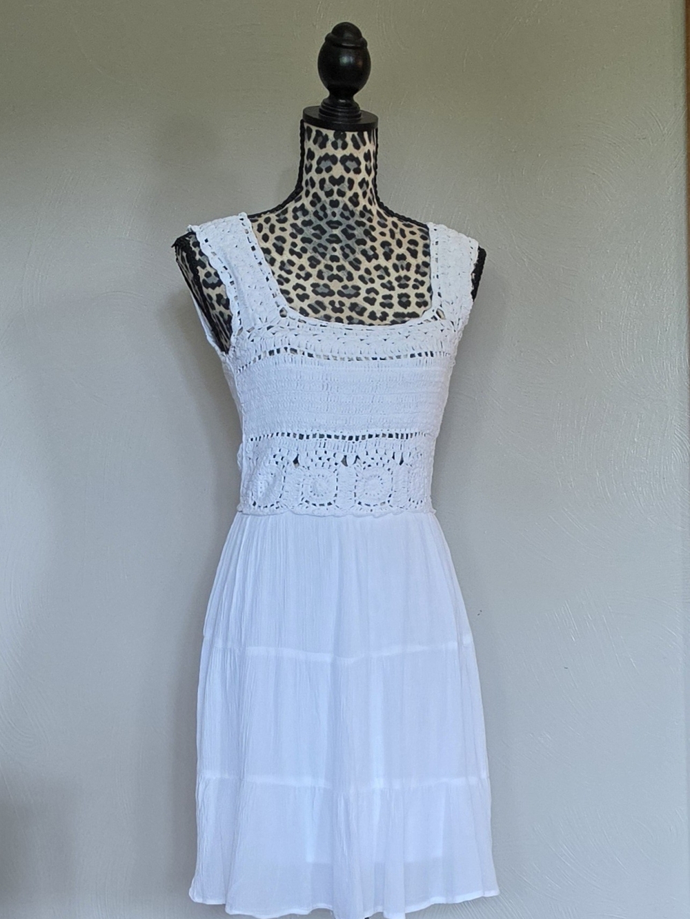Jessica Simpson White Crochet Bodice Mini Dress - Sleeveless Summer Dress NWT